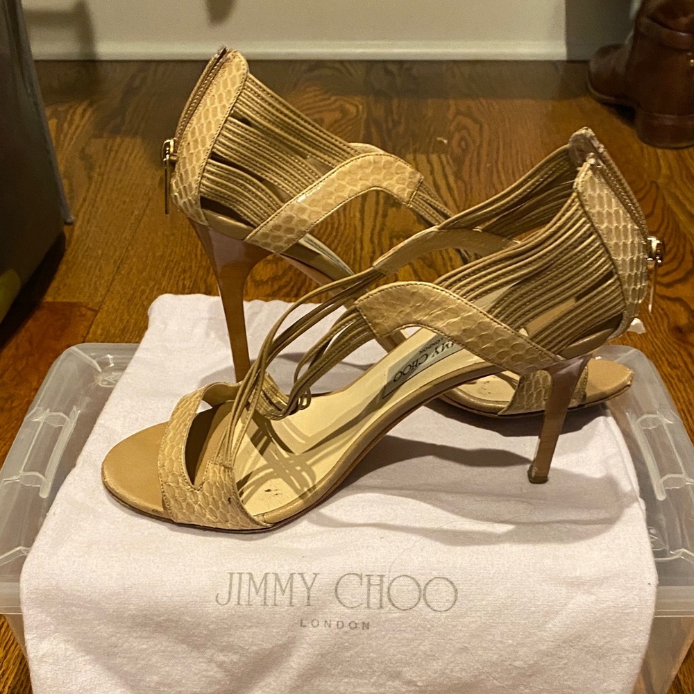 Jimmy Choo Beige Snakeskin Heels